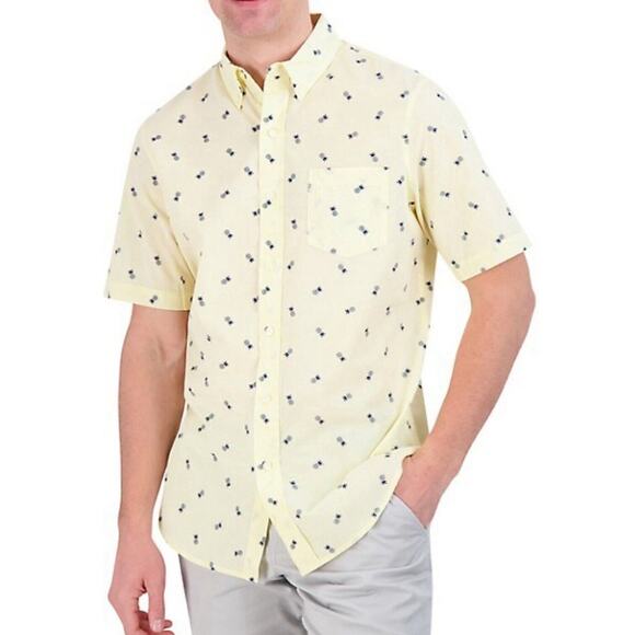 Chaps Easy Care Mens Button Down Shirt Striped Pineapple Print Blue Size 4X BIG‎ - Picture 1 of 9